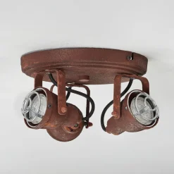 Plafondlamp Bente roest rond met 3 lampjes