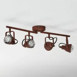 Plafondlamp Bente roest staal lang 4 lampjes