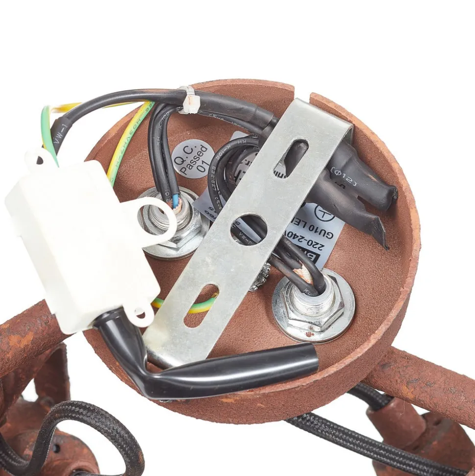 Plafondlamp Bente roest staal lang 4 lampjes