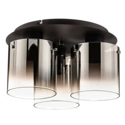 Plafondlamp Beth met rookglas, 3-lamps