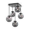 Plafondlamp Big Widow, glazen bollen, 5-lamps