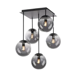 Plafondlamp Big Widow, glazen bollen, 5-lamps