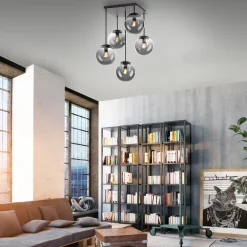 Plafondlamp Big Widow, glazen bollen, 5-lamps