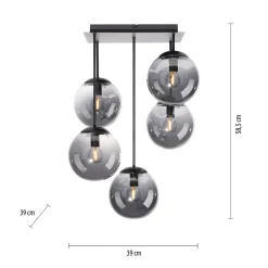 Plafondlamp Big Widow, glazen bollen, 5-lamps