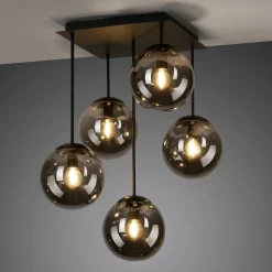 Plafondlamp Big Widow, glazen bollen, 5-lamps