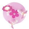 Plafondlamp bloem, roze, rond, 3-lamps
