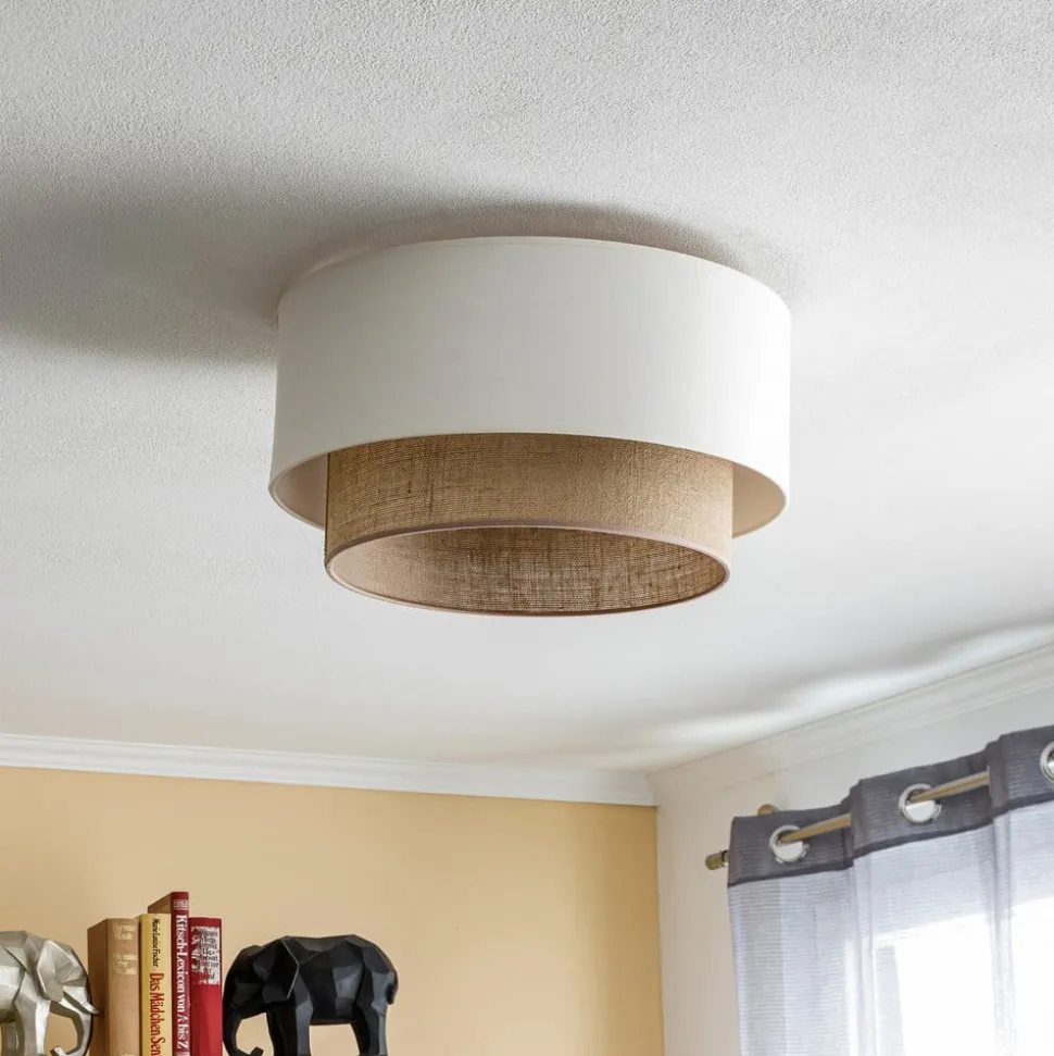 Plafondlamp Boho, Ø 45 cm ecru/jute