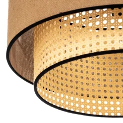 Plafondlamp Boho, rotan, beige/zwart