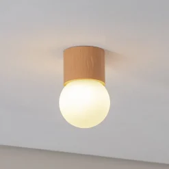 Plafondlamp Boomo, Ø 12 cm, hout