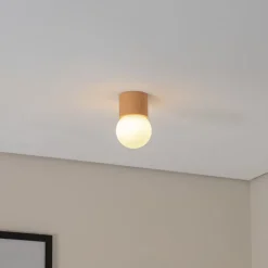 Plafondlamp Boomo, Ø 12 cm, hout