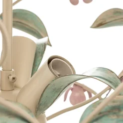 Plafondlamp BUTTERFLY, crème/groen/rosé, roestvrij staal, 3-lamps