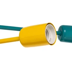 Plafondlamp Cambridge 6-lamps geel-turquoise-blauw