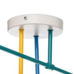 Plafondlamp Cambridge 6-lamps geel-turquoise-blauw