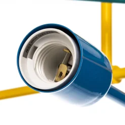 Plafondlamp Cambridge 6-lamps geel-turquoise-blauw