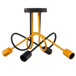 Plafondlamp Cambridge, 4-lamps, zwart-oranje