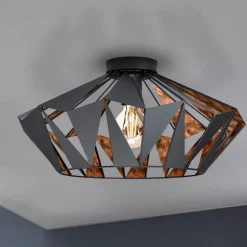 Plafondlamp Carlton, Ø 47 cm, zwart/koper