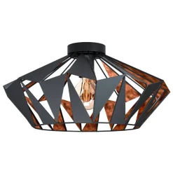 Plafondlamp Carlton, Ø 47 cm, zwart/koper