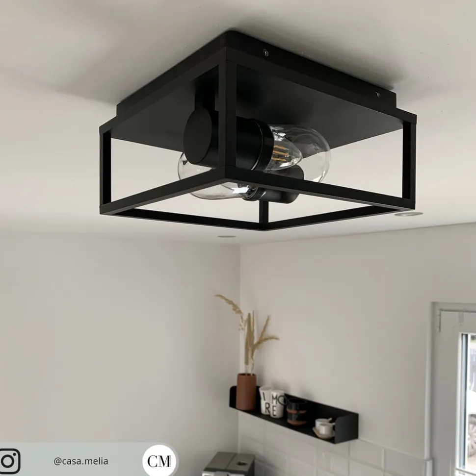 Plafondlamp Carlyn badkamer 2-lamps zwart