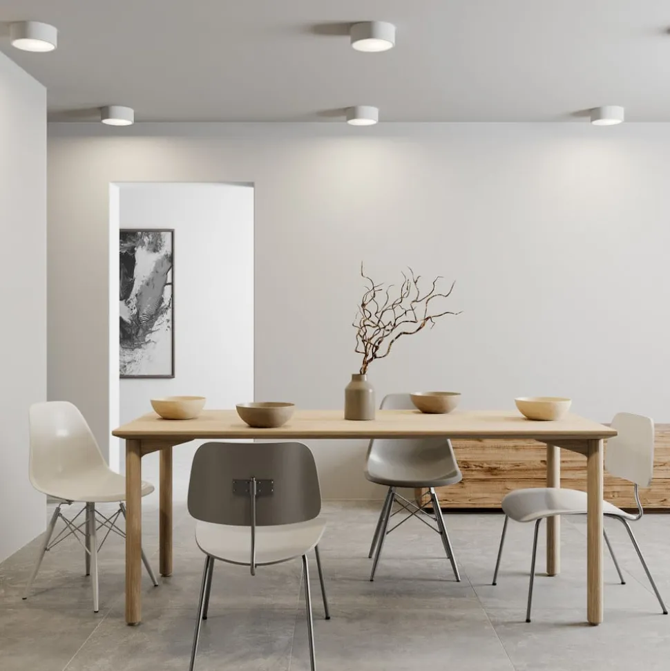 Plafondlamp Cleo, Ø 20 cm, IP20, wit, metaal, E27