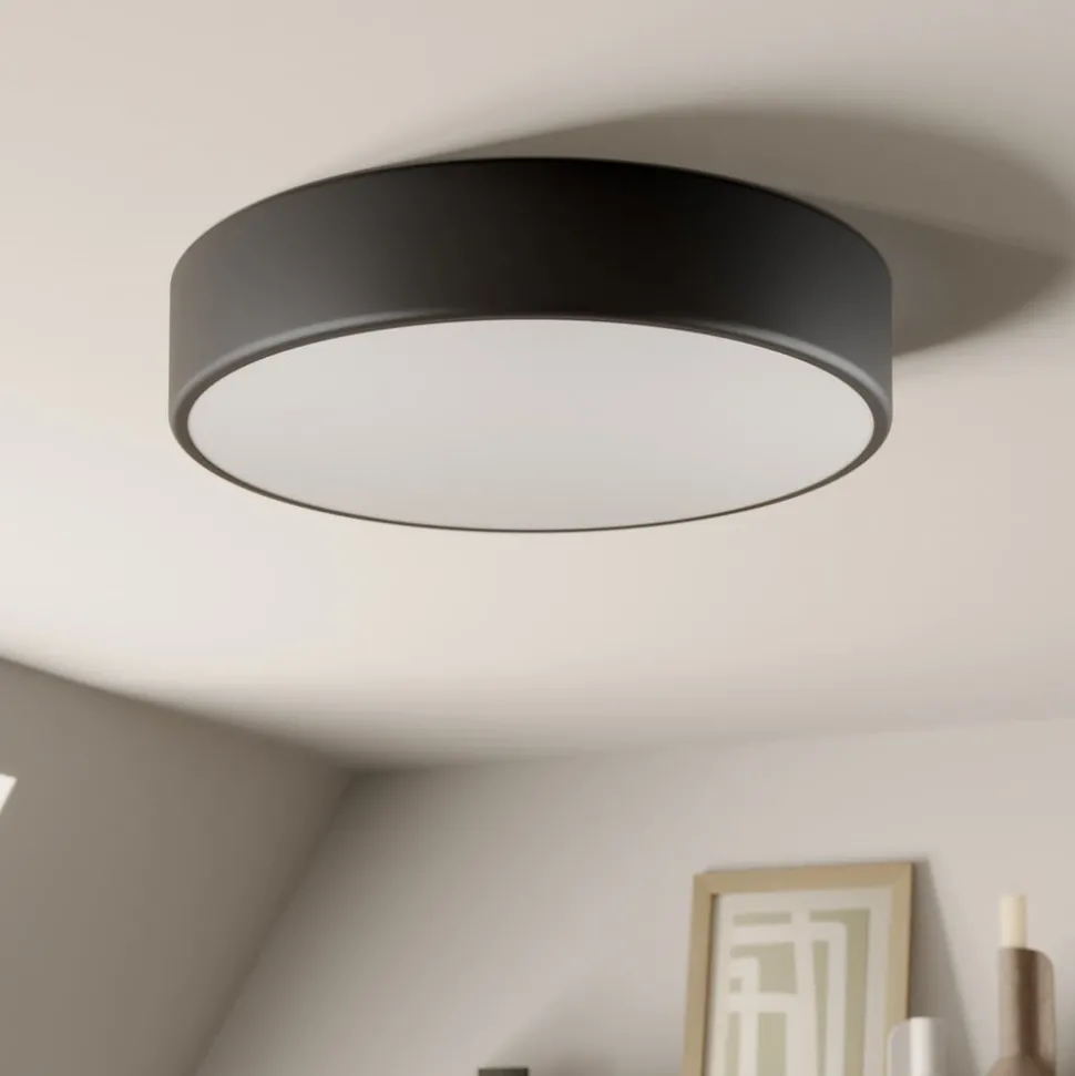 Plafondlamp Cleo, Ø 40 cm, IP20, zwart, metaal, E27