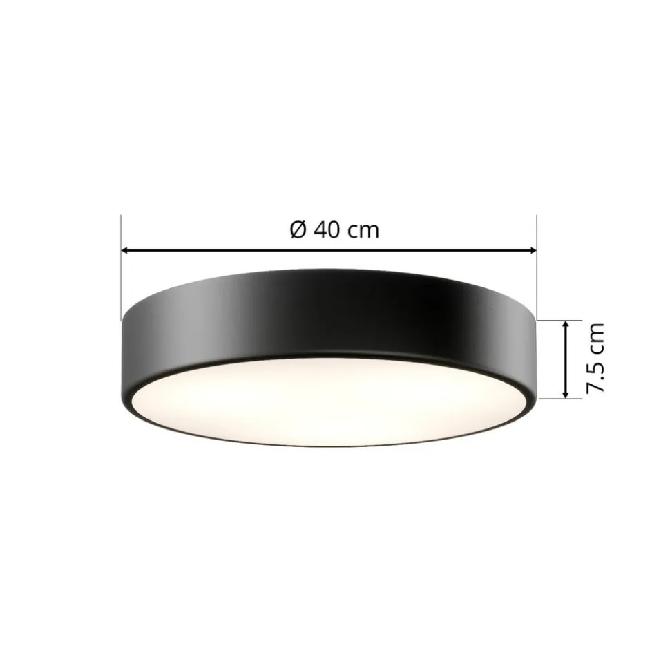 Plafondlamp Cleo, Ø 40 cm, IP20, zwart, metaal, E27