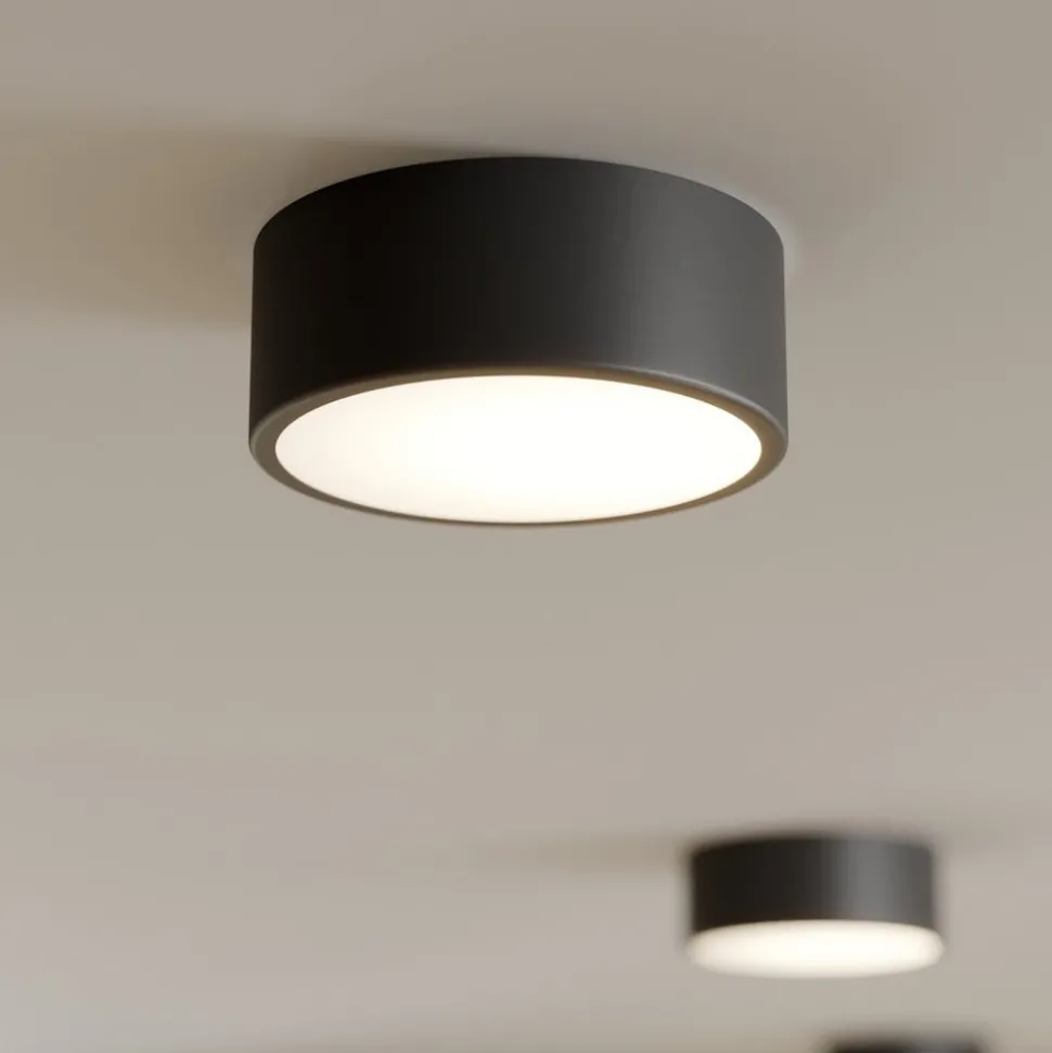 Plafondlamp Cleo, Ø 20 cm, IP20, zwart, metaal, E27
