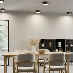 Plafondlamp Cleo, Ø 20 cm, IP20, zwart, metaal, E27