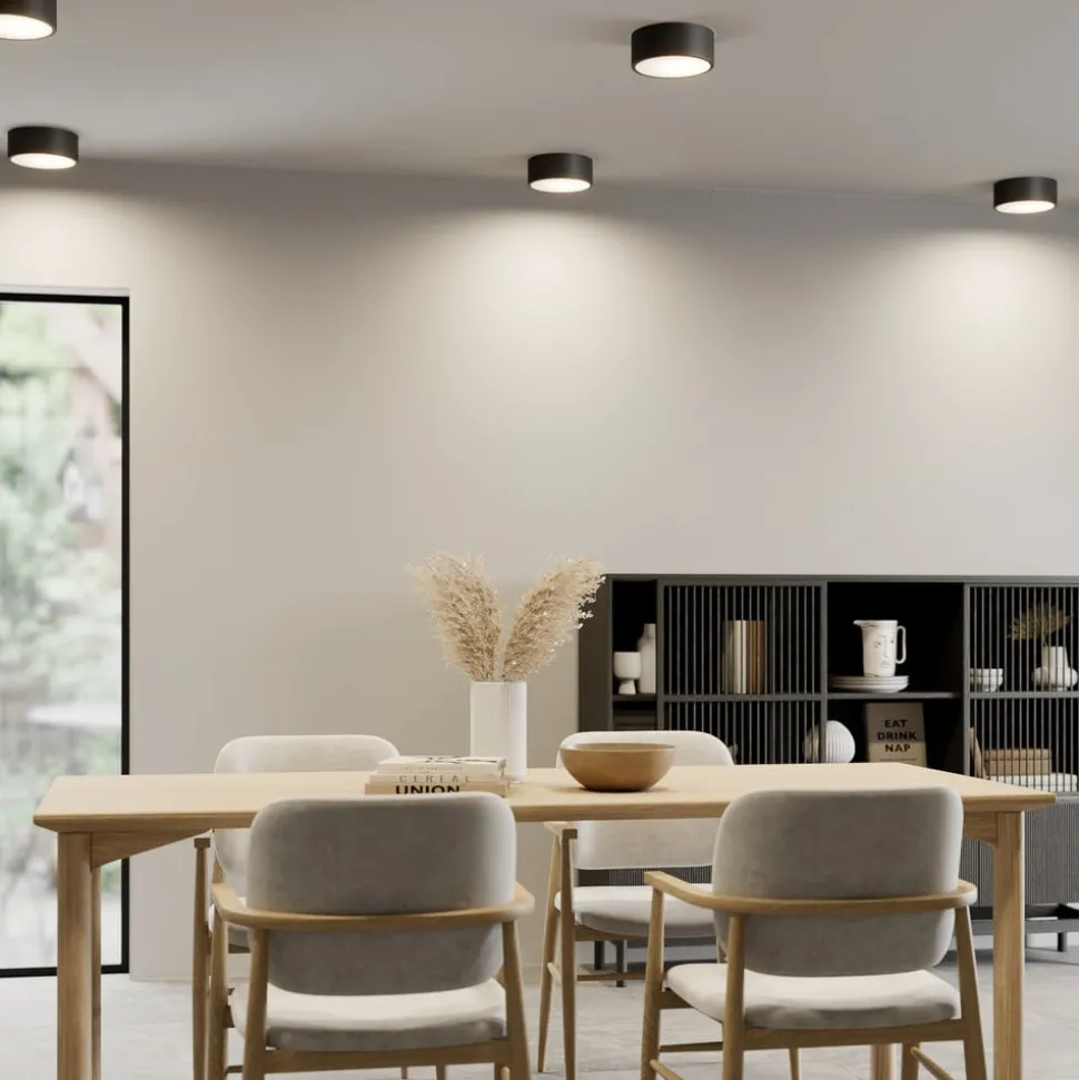 Plafondlamp Cleo, Ø 20 cm, IP20, zwart, metaal, E27