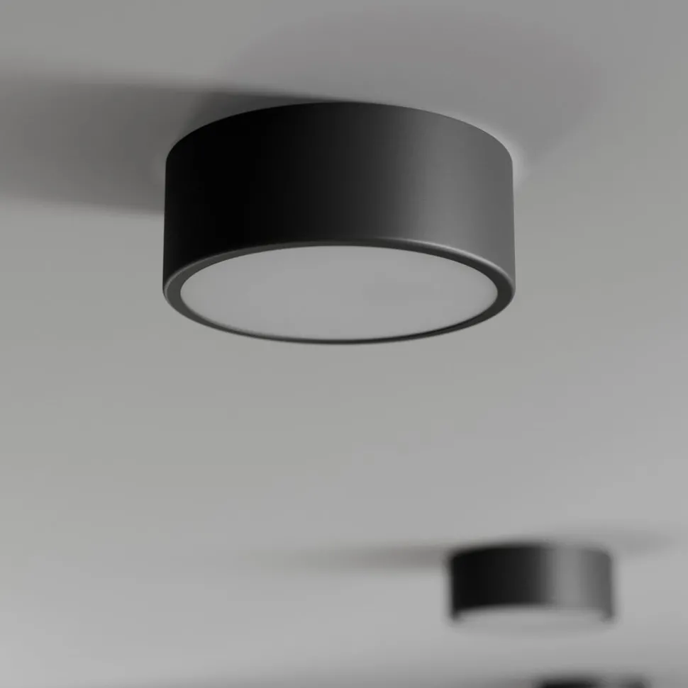Plafondlamp Cleo, Ø 20 cm, IP20, zwart, metaal, E27