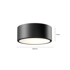 Plafondlamp Cleo, Ø 20 cm, IP20, zwart, metaal, E27