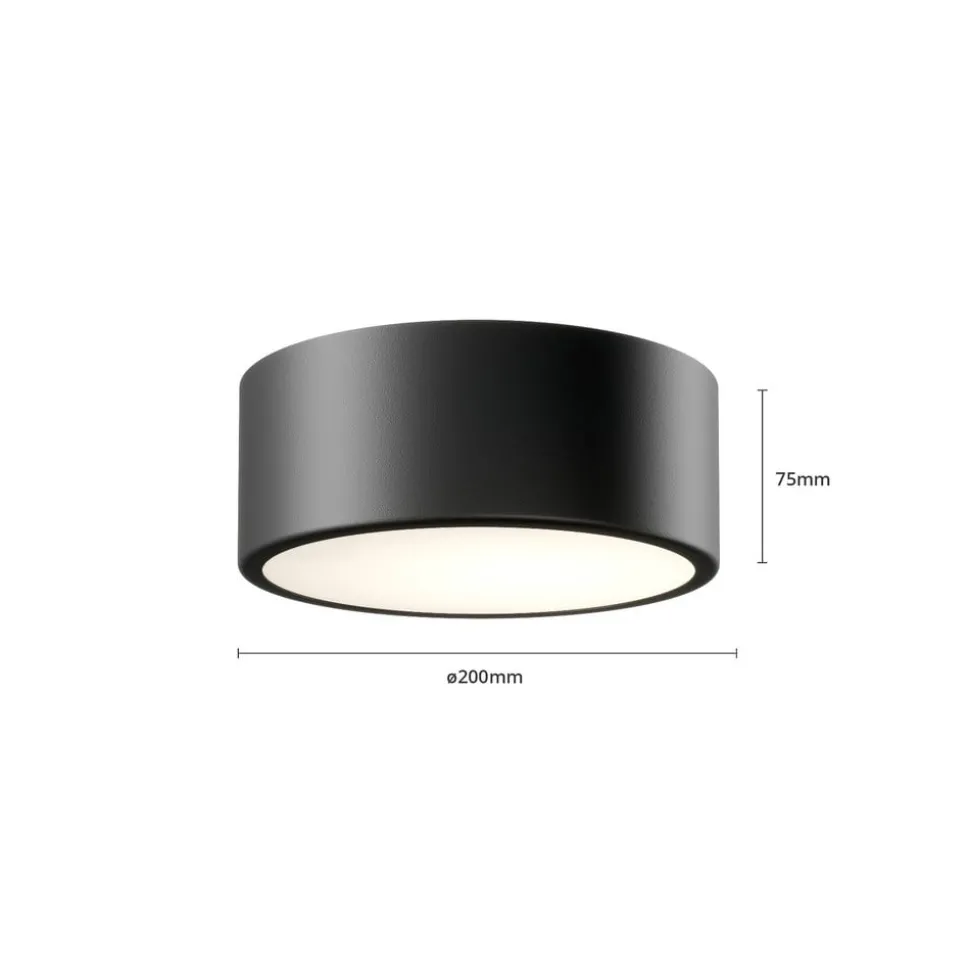 Plafondlamp Cleo, Ø 20 cm, IP20, zwart, metaal, E27