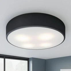 Plafondlamp Cleo, Ø 50 cm, IP20, zwart, metaal, E27