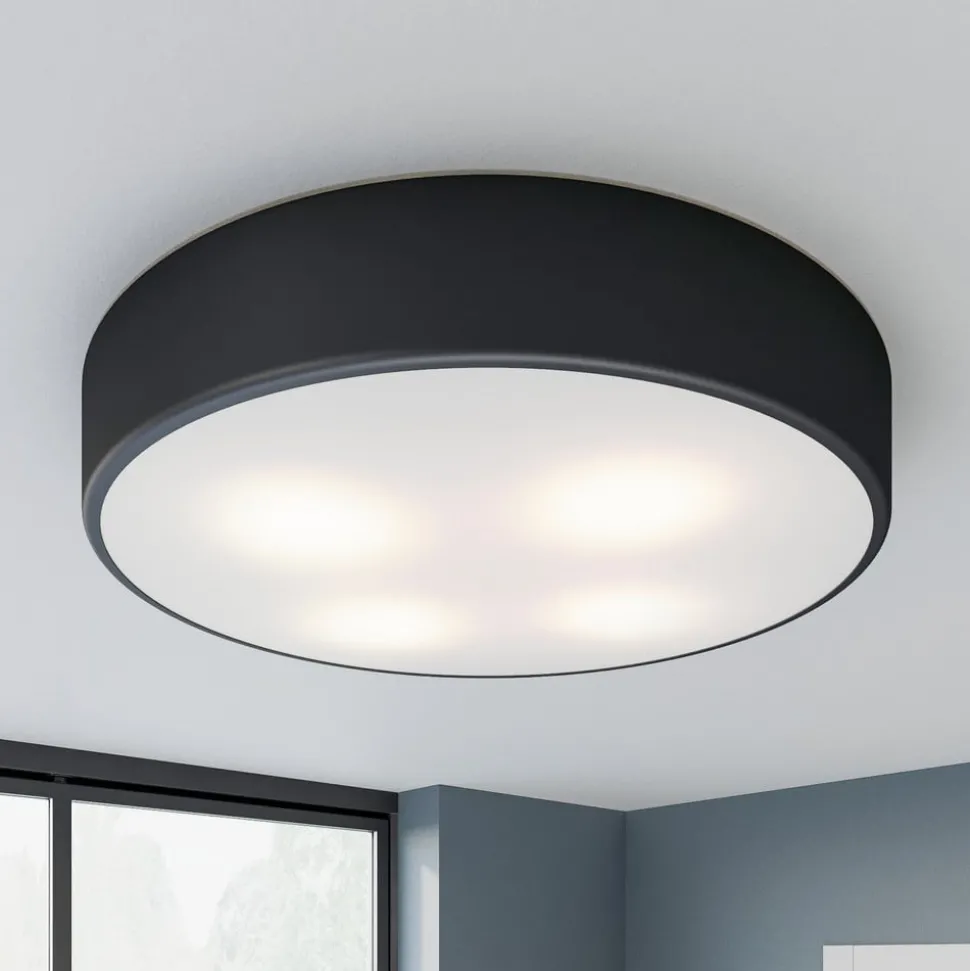 Plafondlamp Cleo, Ø 50 cm, IP20, zwart, metaal, E27