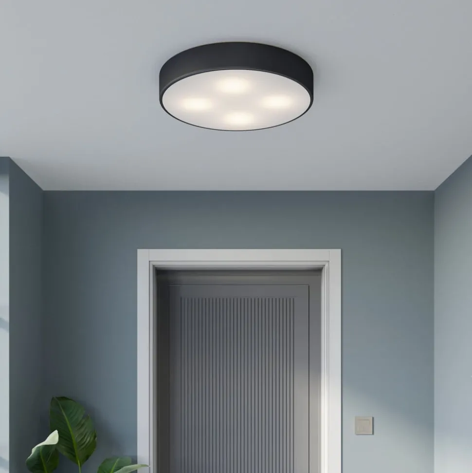 Plafondlamp Cleo, Ø 50 cm, IP20, zwart, metaal, E27