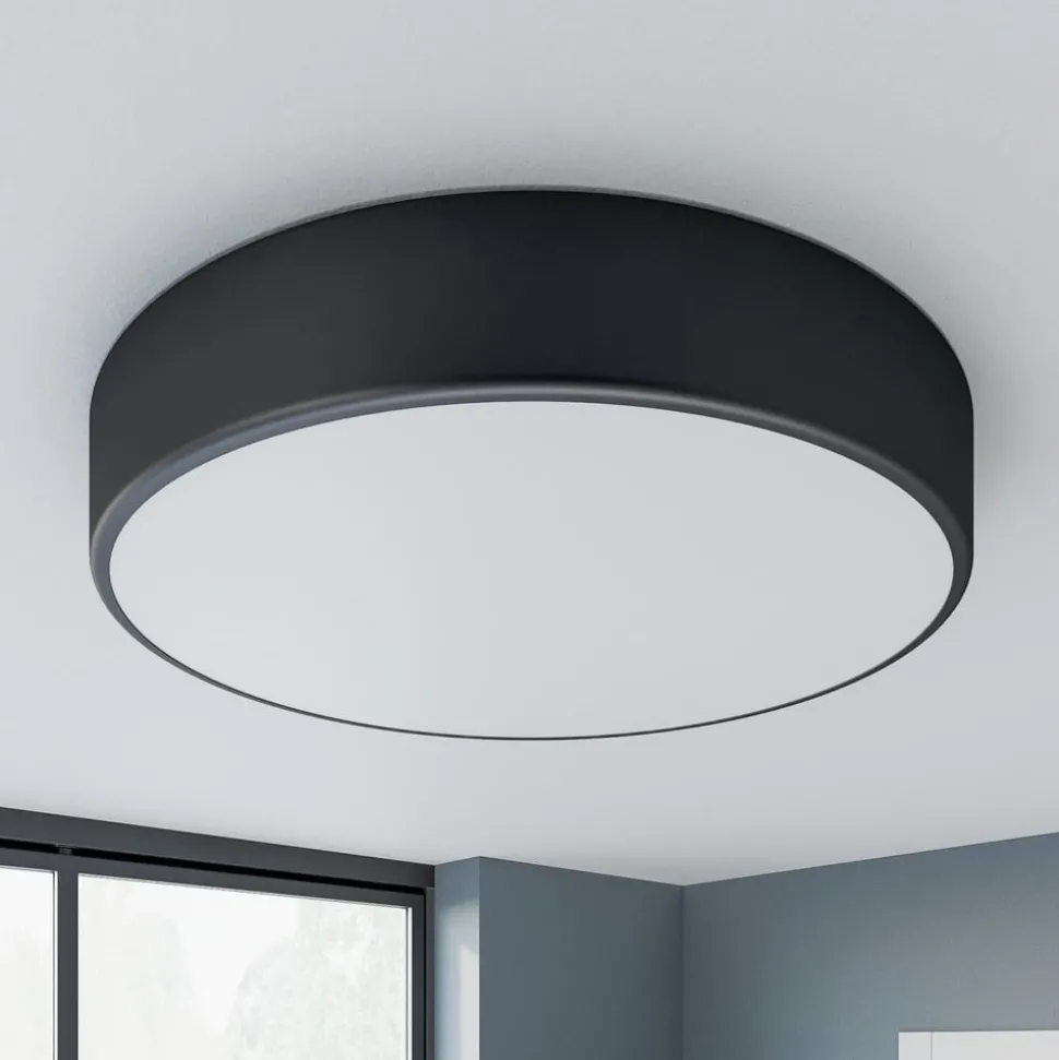 Plafondlamp Cleo, Ø 50 cm, IP20, zwart, metaal, E27