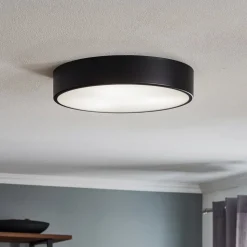 Plafondlamp Cleo 400, zwart, sensor, IP20, Ø 40 cm, metaal