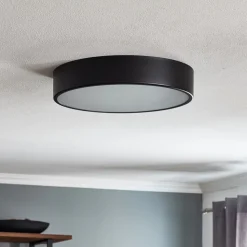 Plafondlamp Cleo 400, zwart, sensor, IP20, Ø 40 cm, metaal