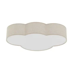 Plafondlamp Cloud, beige, 63 cm lang, textiel, wolk, E27