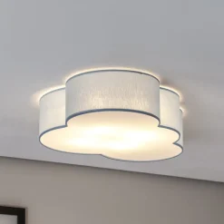 Plafondlamp Cloud, blauw, 43 cm lang, textiel, wolk, E27