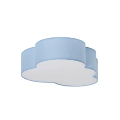 Plafondlamp Cloud, blauw, 63 cm lang, textiel, wolk, E27