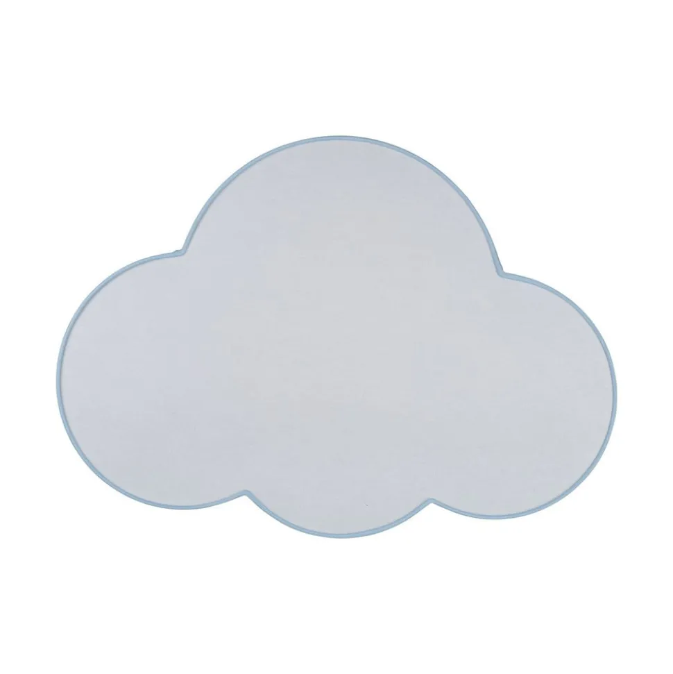 Plafondlamp Cloud, blauw, 63 cm lang, textiel, wolk, E27