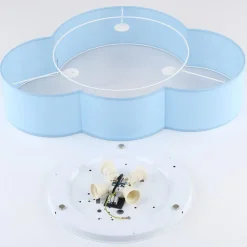 Plafondlamp Cloud, blauw, 63 cm lang, textiel, wolk, E27