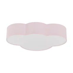 Plafondlamp Cloud, roze, 63 cm lang, textiel, wolk, E27