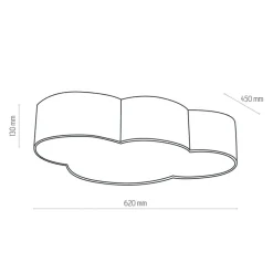 Plafondlamp Cloud, roze, 63 cm lang, textiel, wolk, E27