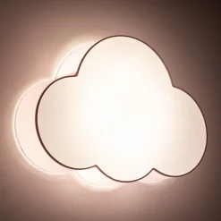 Plafondlamp Cloud, roze, 63 cm lang, textiel, wolk, E27
