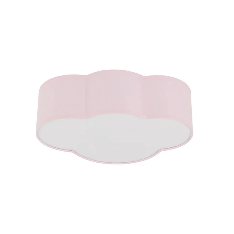 Plafondlamp Cloud, roze, 43 cm lang, textiel, wolk, E27