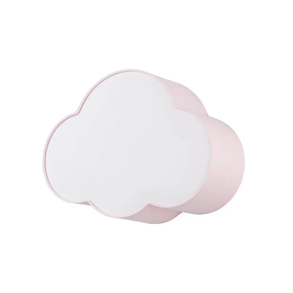 Plafondlamp Cloud, roze, 43 cm lang, textiel, wolk, E27