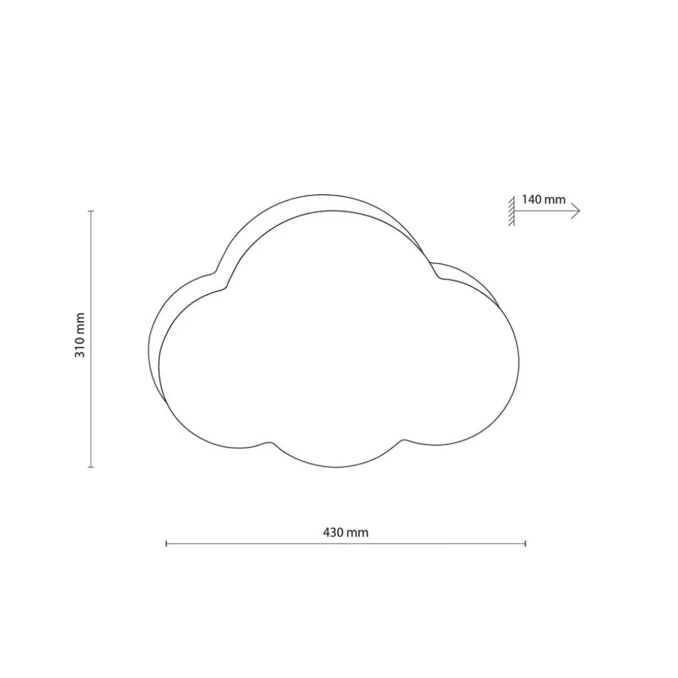 Plafondlamp Cloud, roze, 43 cm lang, textiel, wolk, E27