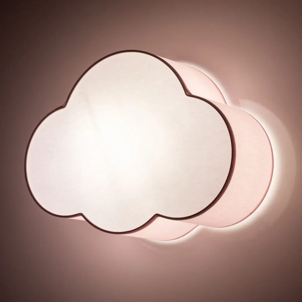 Plafondlamp Cloud, roze, 43 cm lang, textiel, wolk, E27