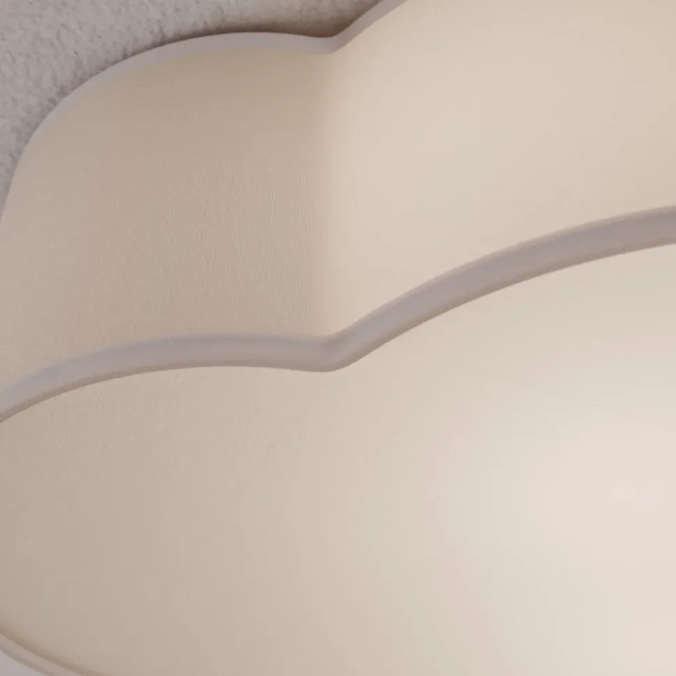 Plafondlamp Cloud van textiel, lengte 41 cm, grijs